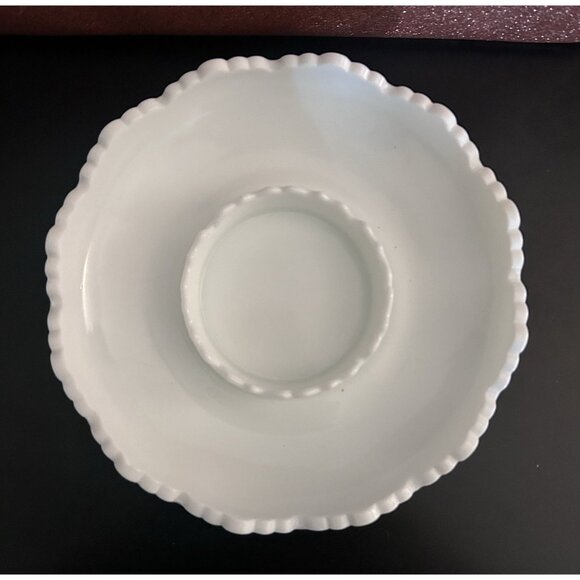 Fenton Hobnail Ashtray Milk Glass Sawtooth Edge 8” EUC Vintage - Picture 1 of 5